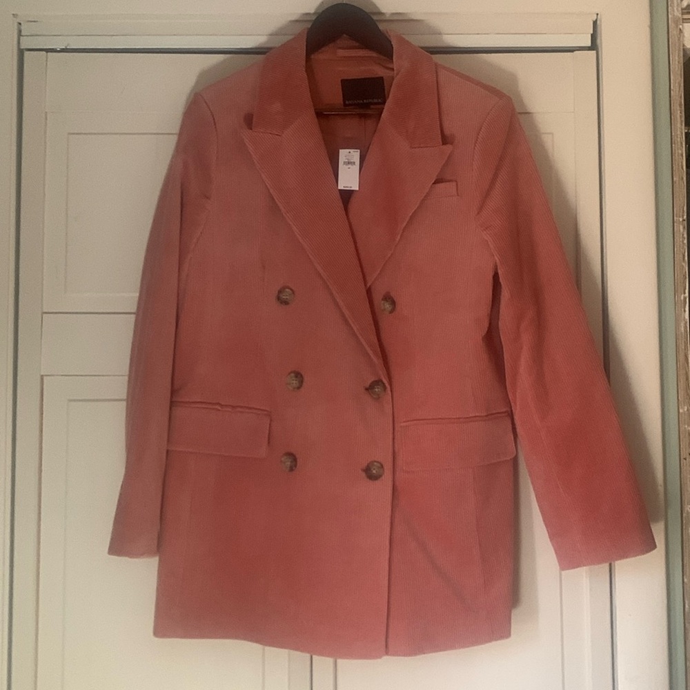 Banana Republic Double Breasted Corduroy Blazer, Salmon color.